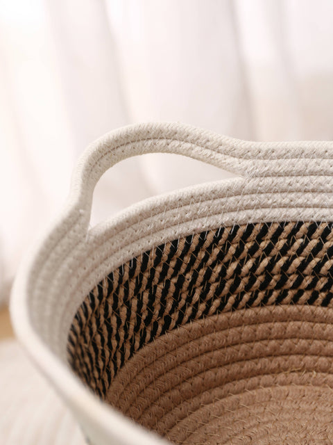 Handwoven cotton rope storage basket