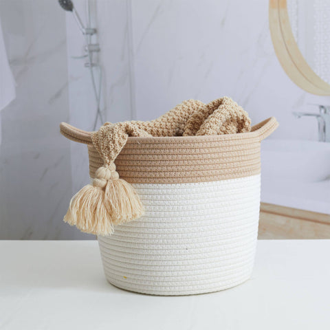 3Pc Handmade Cotton Rope Storage Basket with handles