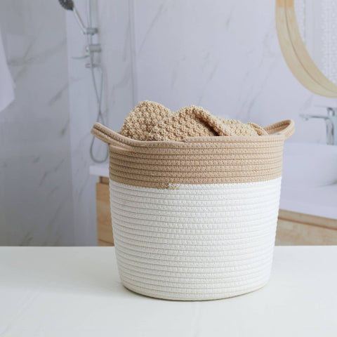 3Pc Handmade Cotton Rope Storage Basket with handles