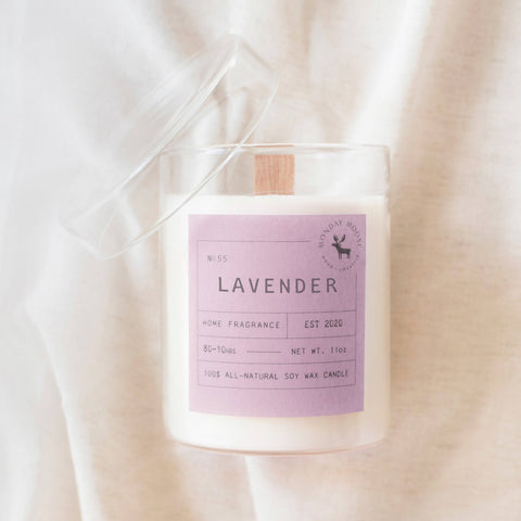 Lavender Signature Soy Wax Candle, 11 oz wood wick