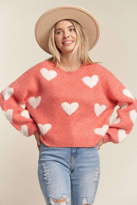 LOVELY  HEART SWEATER TOP