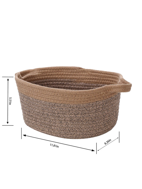 Handwoven cotton rope storage basket