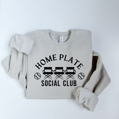 Home Plate Social Club Ultrasoft Crewneck Sweatshirt, Baseball Softball