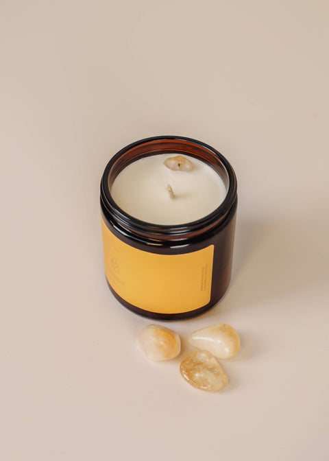 16oz Amber Crystal Candle - Citrine - Success