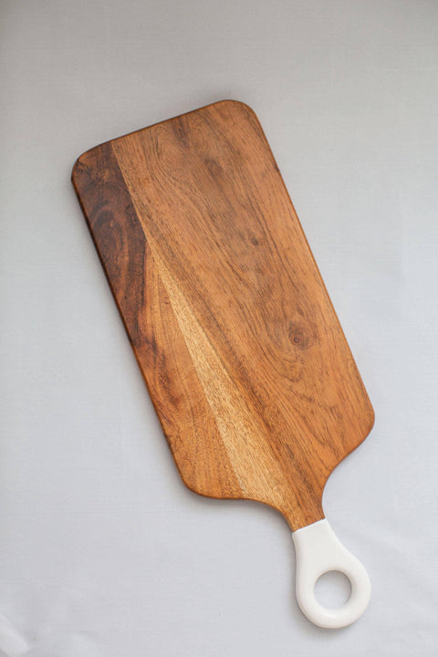 Wood+White Collection Acacia Wood Rectangle Charcuterie