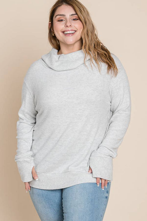Cowl Neck Ultra Soft Sweatshirt with Thumb Hole - Sizes XL - 3 XL