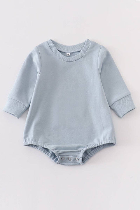 Blue Sweatshirt-Style Baby Romper