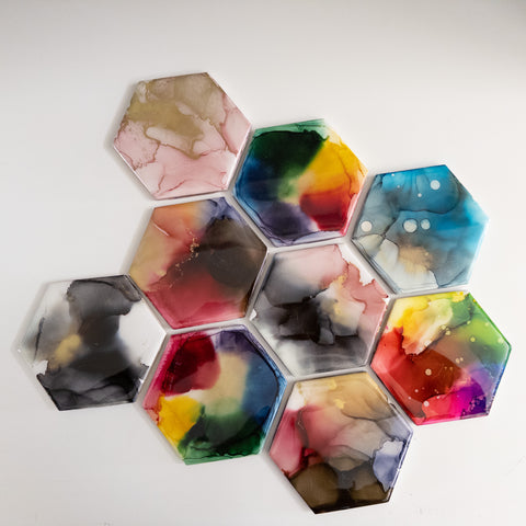 Alcohol Ink Tile for Coaster or Trivet - Various Sizes & Colors