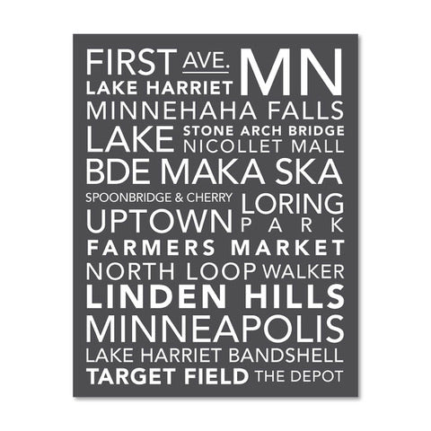 Minneapolis Landmarks Subway-Style Art Print