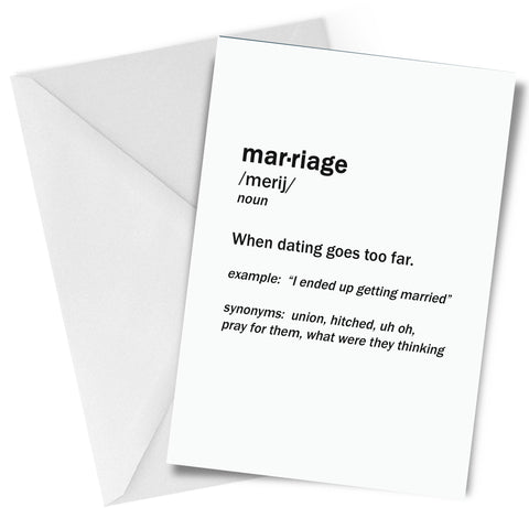 Marriage Definition Greeting Card CLEARANCE