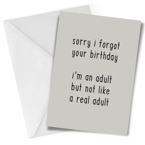 Real Adult Greeting Card Late Belated Birthday
