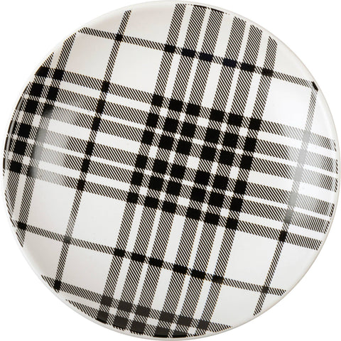 Black Plaid Dessert Plate