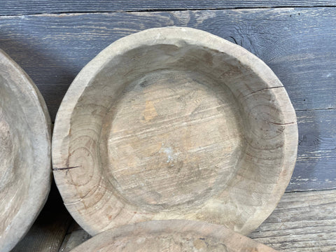 Raw Wood Round Handcrafted Bowl, 7-9 inches wide