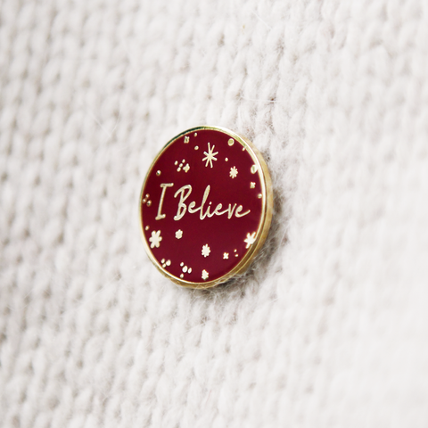 Red 'I Believe' Enamel Pin Badge