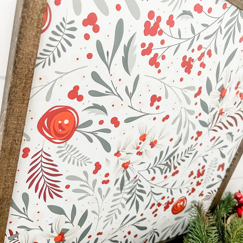 Christmas Winter Berry Layering Sign: White Background / 15x15 Inches