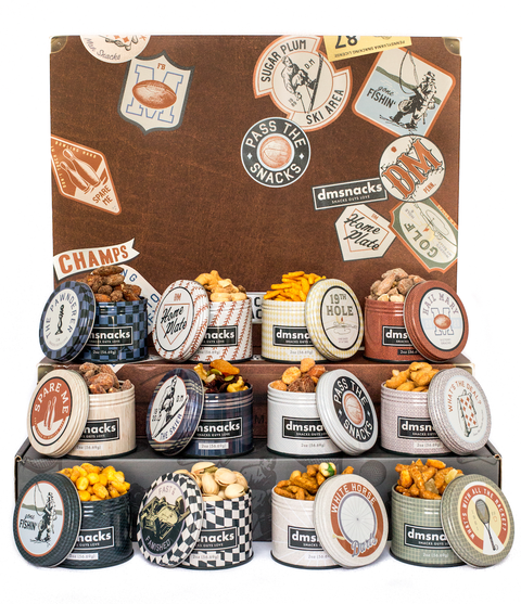 Bar Cart Snacks - 12 Gift Tin Vintage Sports Theme Set