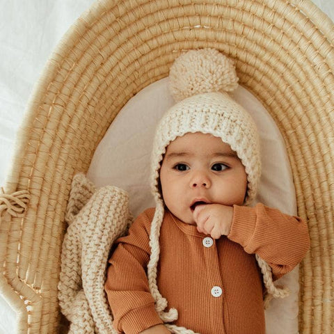 Natural Garter Stitch Knit Bonnet Baby & Kids