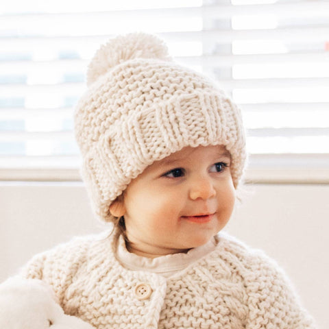 Natural Garter Stitch Beanie Baby & Kids