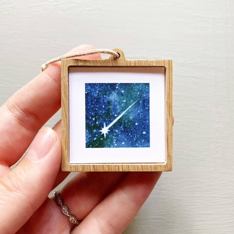 Mini 1" Shooting Star Milky Way Galaxy Sky Tiny Watercolor