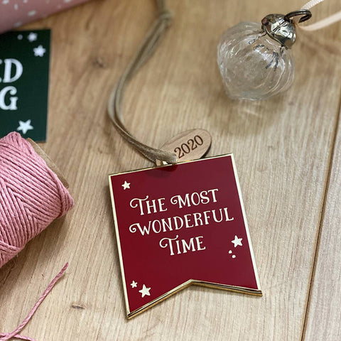 The Most Wonderful Time Enamel Christmas Tree Decoration