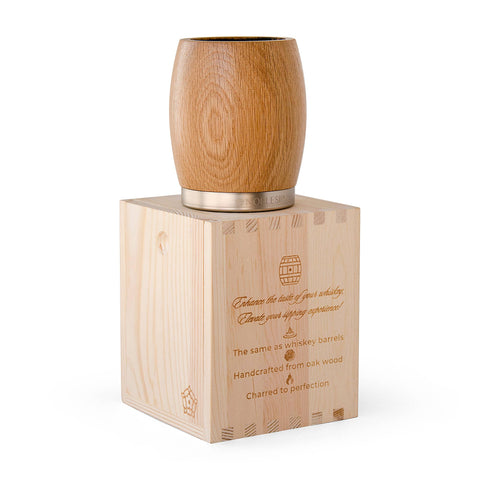 Oak Whiskey Tumbler in Wood Box. Bourbon men, home bar gift.