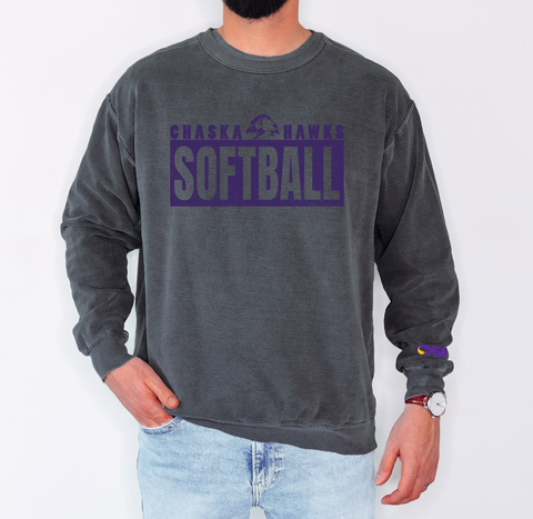 Chaska Hawks Softball Comfort Colors Adult Unisex Sweatshirt