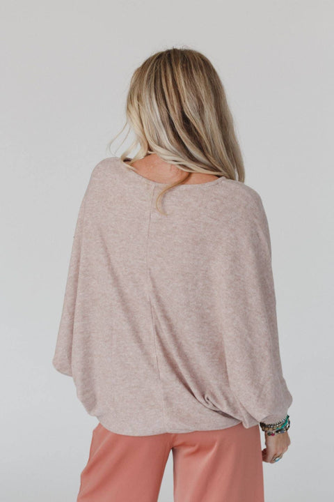 Fly With Me Batwing Sleeve Knit Sweater - Sand
