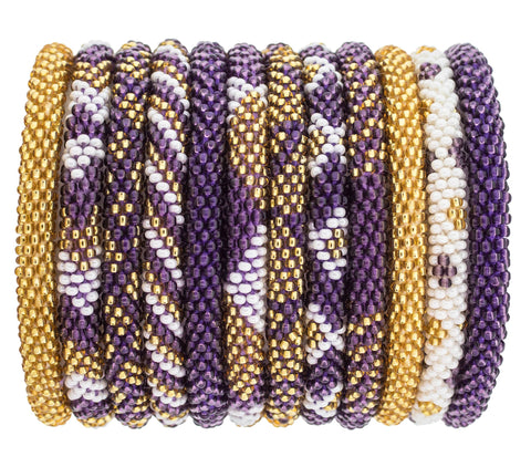 Roll-On® Bracelet Purple and Gold Beaded Bracelets