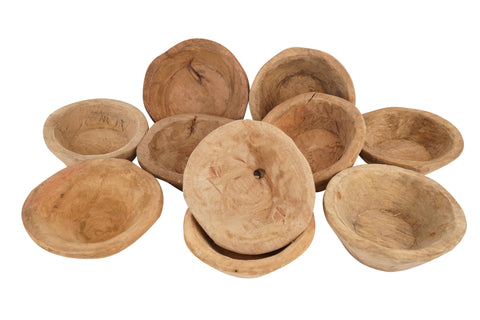 Round Wood Dough Bowl, Handcrafted 5-6”