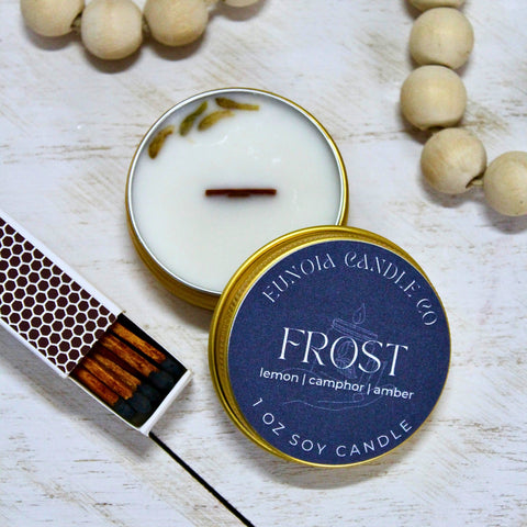 Frost Soy Candle | 1 oz Gold Tin Candle