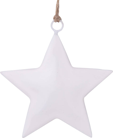 White enamel metal star ornament, 3in