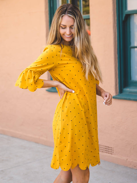 Polka Dot Haylie Scallop Dress