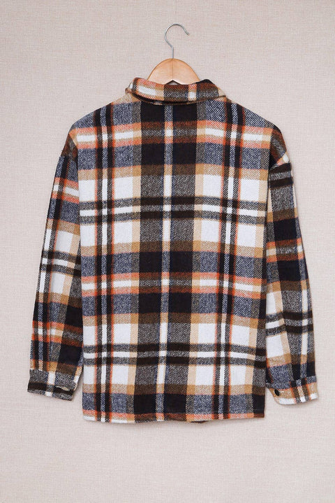 Plaid Print Pocketed Shacket