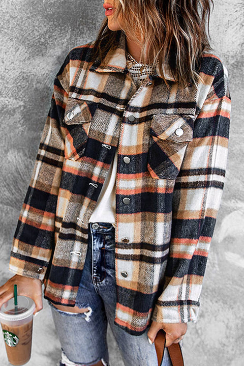 Plaid Print Pocketed Shacket