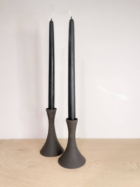 Black Clay Candle Taper Holder