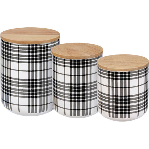 Black Plaid Canisters - 3 sizes