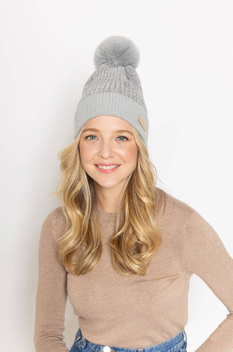 Chenille Beanie With Faux Fur Pom