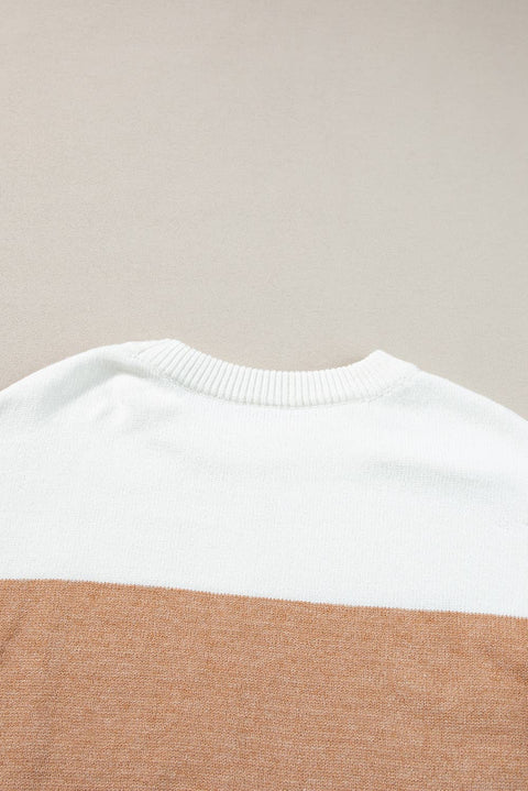 Two-tone Colorblock Central Seam Knit  Sweater | S-XL