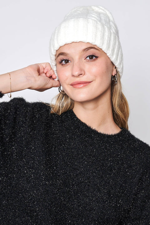Solid Cable Knit Beanie