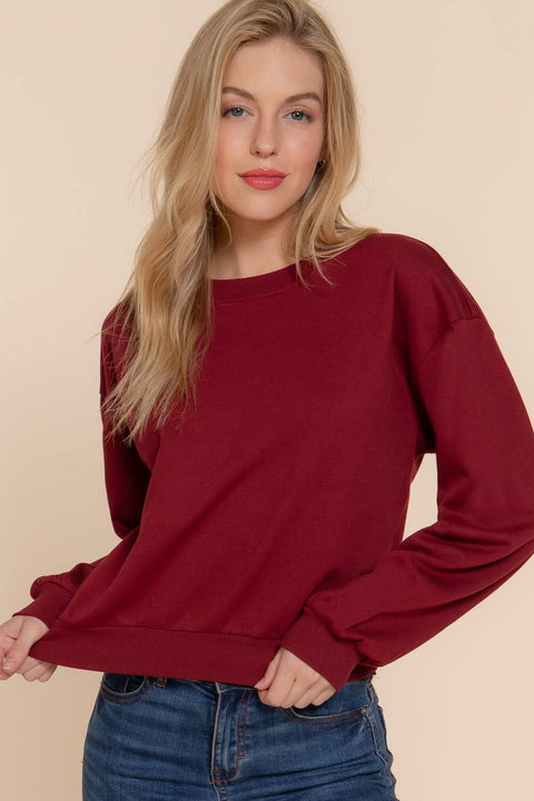 Long Sleeve Round Neck Crop Sweatshirt