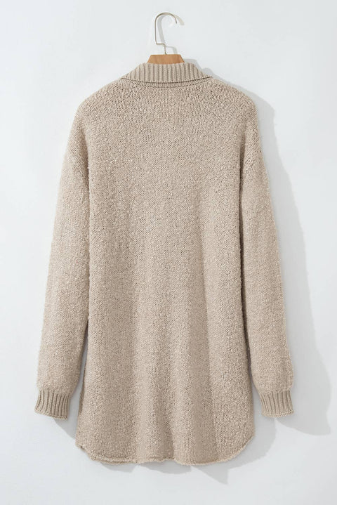 Collared Drop Shoulder Button Up Cardigan