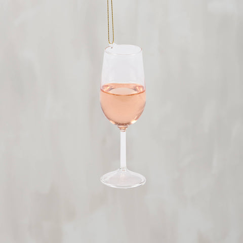 Glass Blush Wine Ornament