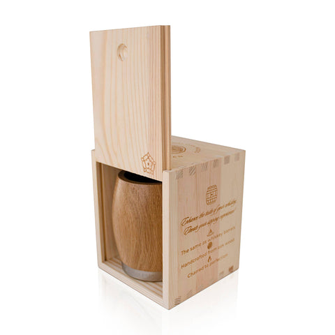 Oak Whiskey Tumbler in Wood Box. Bourbon men, home bar gift.