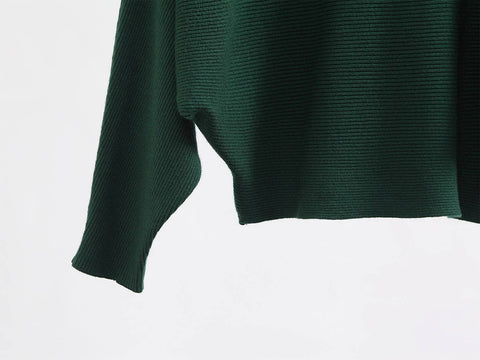 Boat Neck Batwing Sleeve Knit Soft Sweater