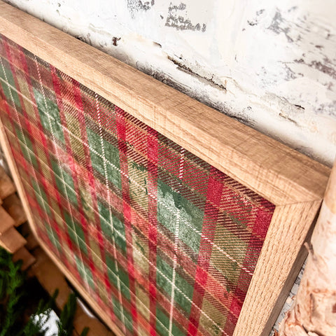 Vintage Green/Red Plaid Wood Sign