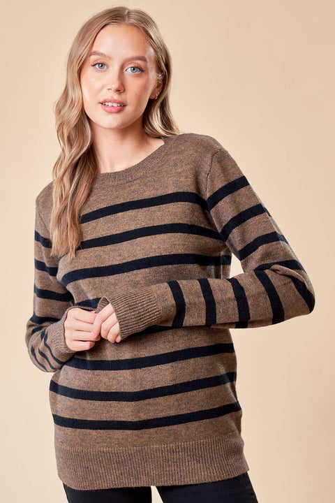 Sadie Striped Cocoa & Black Sweater