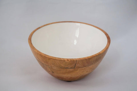 Wood + White Collection Mango Wood Salad/Serving Bowl, Medium