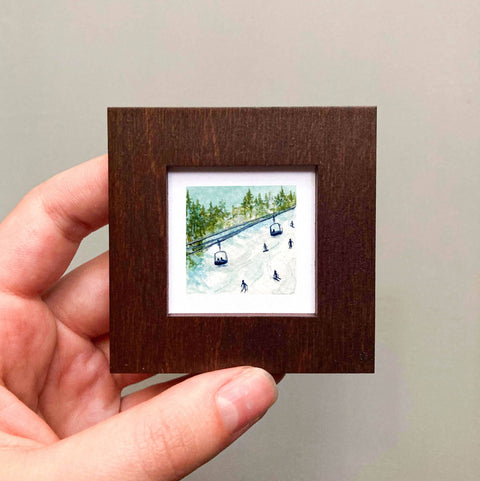 Mini 1" Skiing and Snowboarding Watercolor Print