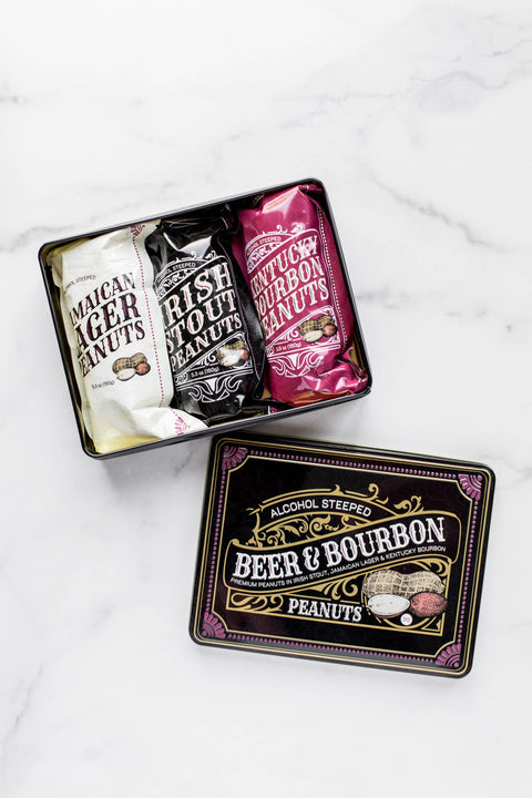 Beer and Bourbon Liquor Peanuts Gift Tin