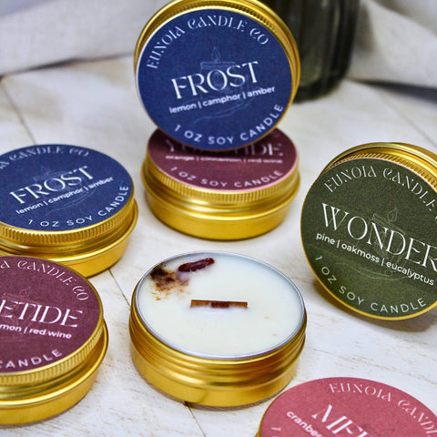 Frost Soy Candle | 1 oz Gold Tin Candle